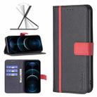 For iPhone 12 Pro Max BF13 Color Matching Cross Texture Leather Phone Case(Black) - 1