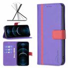 For iPhone 12 Pro Max BF13 Color Matching Cross Texture Leather Phone Case(Purple) - 1