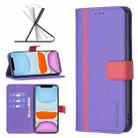 For iPhone 11 BF13 Color Matching Cross Texture Leather Phone Case (Purple) - 1