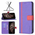 For iPhone 11 Pro Max BF13 Color Matching Cross Texture Leather Phone Case (Purple) - 1