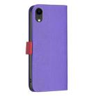For iPhone XR BF13 Color Matching Cross Texture Leather Phone Case(Purple) - 3
