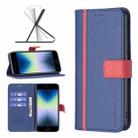 For iPhone SE 2022 / SE 2020 / 8 / 7 BF13 Color Matching Cross Texture Leather Phone Case(Blue) - 1