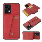 For OPPO Realme 9 Pro+ Double Buckle PU + TPU Shockproof Magnetic Phone Case(Red) - 1