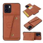 For vivo Y15s Double Buckle PU + TPU Shockproof Magnetic Phone Case(Brown) - 1