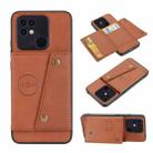 For Xiaomi Redmi 10C Double Buckle PU + TPU Shockproof Magnetic Phone Case(Brown) - 1