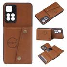 For Xiaomi Redmi Note 11 5G Chinese Double Buckle PU + TPU Shockproof Magnetic Phone Case(Brown) - 1