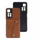 For Xiaomi Redmi Note 11 5G Chinese Double Buckle PU + TPU Shockproof Magnetic Phone Case(Brown) - 2