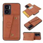 For Xiaomi Redmi Note 11E Double Buckle PU + TPU Shockproof Magnetic Phone Case(Brown) - 1