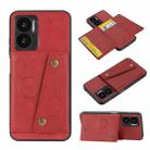 For Xiaomi Redmi Note 11E Double Buckle PU + TPU Shockproof Magnetic Phone Case(Red) - 1