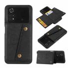 For Xiaomi Poco M4 Pro 4G Double Buckle PU + TPU Shockproof Magnetic Phone Case(Black) - 1