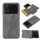 For Xiaomi Poco X4 Pro Double Buckle PU + TPU Shockproof Magnetic Phone Case(Grey) - 1