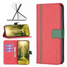 For Xiaomi Redmi 10 5G / Note 11E BF13 Color Matching Cross Texture Leather Phone Case(Red) - 1