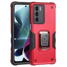 For Motorola Moto G200 5G Ring Holder Non-slip Armor Phone Case(Red) - 1