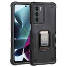 For Motorola Moto G200 5G Ring Holder Non-slip Armor Phone Case(Black) - 1