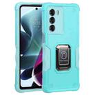 For Motorola Moto G200 5G Ring Holder Non-slip Armor Phone Case(Mint Green) - 1