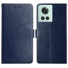 For OnePlus 10R/ACE Y Stitching Horizontal Flip Leather Phone Case(Blue) - 1