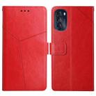 For Motorola Moto G 5G 2022 Y Stitching Horizontal Flip Leather Phone Case(Red) - 1