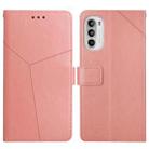 For Motorola Moto G52 Y Stitching Horizontal Flip Leather Phone Case(Rose Gold) - 1