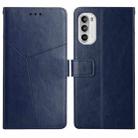 For Motorola Moto G52 Y Stitching Horizontal Flip Leather Phone Case(Blue) - 1