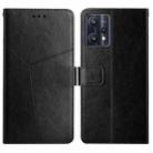 For OPPO Realme 9 Pro+/Realme 9 4G Y Stitching Horizontal Flip Leather Phone Case(Black) - 1