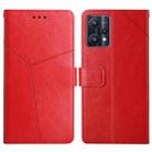 For OPPO Realme 9 Pro+/Realme 9 4G Y Stitching Horizontal Flip Leather Phone Case(Red) - 1