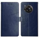 For Sharp Aquos R7 Y Stitching Horizontal Flip Leather Phone Case(Blue) - 1