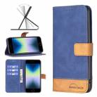 For iPhone SE 2022 / SE 2020 / 8 / 7 BF11 Color Matching Skin Feel Leather Phone Case(Blue) - 1