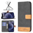 For iPhone 12 mini BF11 Color Matching Skin Feel Leather Phone Case (Black) - 1
