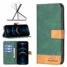 For iPhone 12 Pro Max BF11 Color Matching Skin Feel Leather Phone Case(Green) - 1