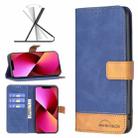 For iPhone 13 BF11 Color Matching Skin Feel Leather Phone Case(Blue) - 1