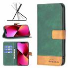 For iPhone 13 BF11 Color Matching Skin Feel Leather Phone Case(Green) - 1