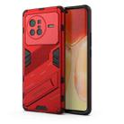 For vivo X80 Punk Armor PC + TPU Phone Case with Holder(Red) - 1
