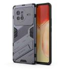 For vivo X80 Punk Armor PC + TPU Phone Case with Holder(Grey) - 1