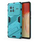 For vivo X80 Punk Armor PC + TPU Phone Case with Holder(Blue) - 1