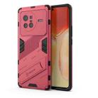 For vivo X80 Punk Armor PC + TPU Phone Case with Holder(Light Red) - 1