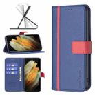 For Samsung Galaxy S21 Ultra 5G BF13 Color Matching Cross Texture Leather Phone Case(Blue) - 1