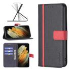 For Samsung Galaxy S21 Ultra 5G BF13 Color Matching Cross Texture Leather Phone Case(Black) - 1