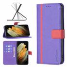 For Samsung Galaxy S21 Ultra 5G BF13 Color Matching Cross Texture Leather Phone Case(Purple) - 1