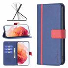 For Samsung Galaxy S21 5G BF13 Color Matching Cross Texture Leather Phone Case(Blue) - 1