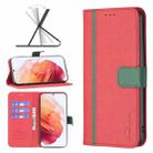 For Samsung Galaxy S21 5G BF13 Color Matching Cross Texture Leather Phone Case(Red) - 1