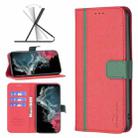 For Samsung Galaxy S22 Ultra 5G BF13 Color Matching Cross Texture Leather Phone Case(Red) - 1