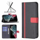 For Samsung Galaxy S22 Ultra 5G BF13 Color Matching Cross Texture Leather Phone Case(Black) - 1