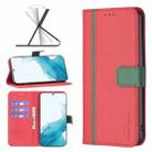 For Samsung Galaxy S22+ 5G BF13 Color Matching Cross Texture Leather Phone Case(Red) - 1