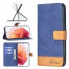 For Samsung Galaxy S21 5G BF11 Color Matching Skin Feel Leather Phone Case(Blue) - 1