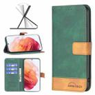 For Samsung Galaxy S21 5G BF11 Color Matching Skin Feel Leather Phone Case(Green) - 1