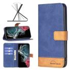 For Samsung Galaxy S22 Ultra 5G BF11 Color Matching Skin Feel Leather Phone Case(Blue) - 1