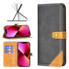 For iPhone 13 Color Matching Double Sewing Thread Leather Case mini(Black) - 1