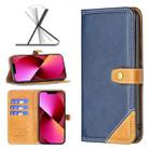 For iPhone 13 Color Matching Double Sewing Thread Leather Case mini(Blue) - 1