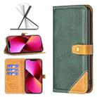 For iPhone 13 Color Matching Double Sewing Thread Leather Case mini(Green) - 1