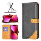 For iPhone 13 Color Matching Double Sewing Thread Leather Case(Black) - 1